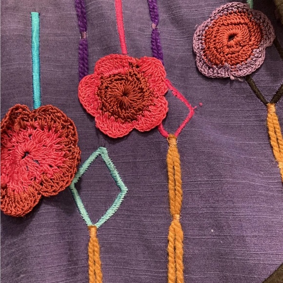 Vintage Maggie Barnes Artsy Boho Jacket Emboridered Crochet Flowers SZ 20WP - Picture 7 of 9